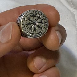 Vegvisir Ring 925 Sterling Silver VIKING Runic Compass Valknut Knot Norse Nordic