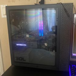 Hp Omen Pc With Monitor And Keyboard And Razor Mouse