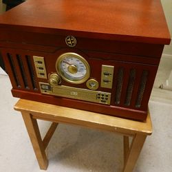 Record Player 》Plus CD 》Cassette AM/FM 📻 Auxiliary》 Bluetooth,  All-in-one Hi Fi  Stereo System ☆ Dual Speakers ☆New 