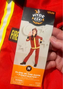 Kids Glow In The Dark Firefighter Costume .