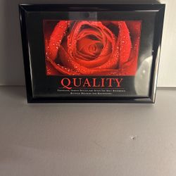Quality, motivational statement, photo, and frame
