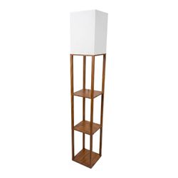 NY: Modern Wood Frame Shelf Floor Lamp – 3 Tiers