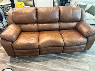 Brown Leather Reclining Sofa