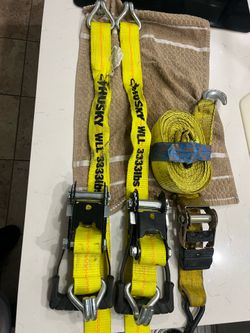 Tow cables/ strap downs -3 heavy duty nylon tow ropes . 2 only used once.