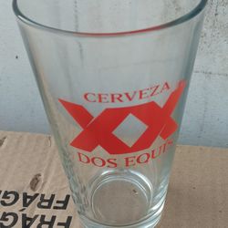20 RARE All Red Logo NEW Dos Equis XX Beer Pint Glasses Man Cave