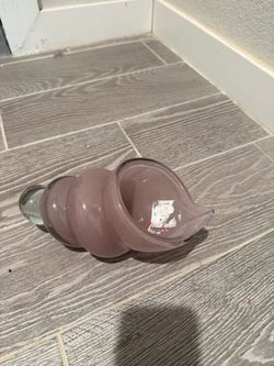 Pink Glass Decorative Cornucopia Vase – $10