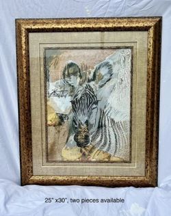 Beautiful Zebra Artwork w/Golden Frame