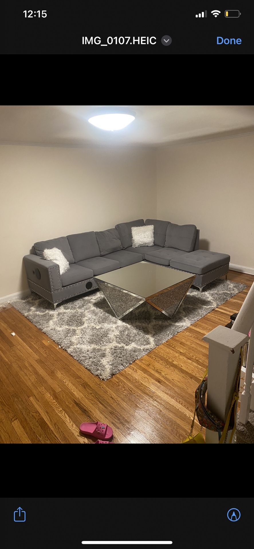 Small Grey Sectional With Bluetooth, Speakers, Led Lights And Cup Holders!!!