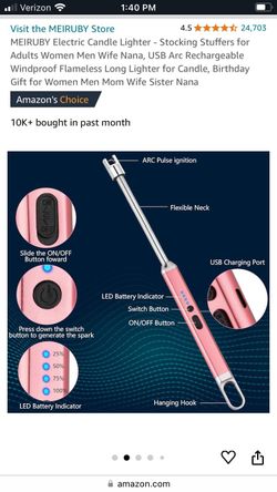 Electric Rechargeable Candle Lighter with Long Bendable Neck And W Cord