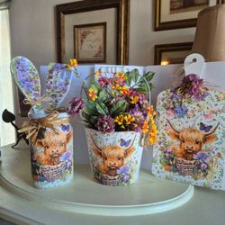 Highland Cow Decoupage Home Decor Set