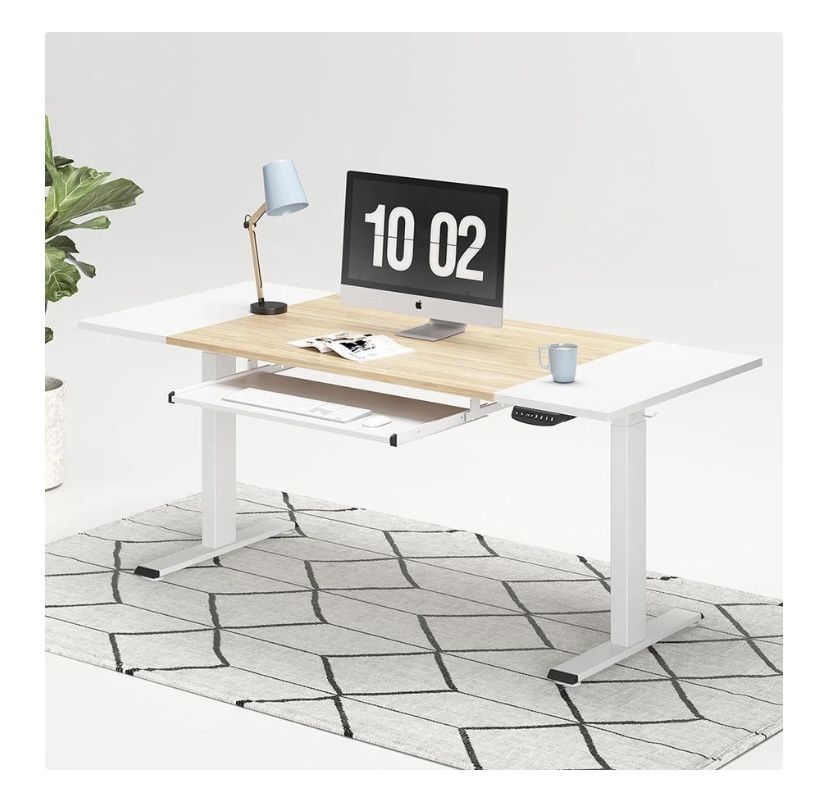 Dual Motor Height Adjustable Electric Standing Desk with Keyboard Tray