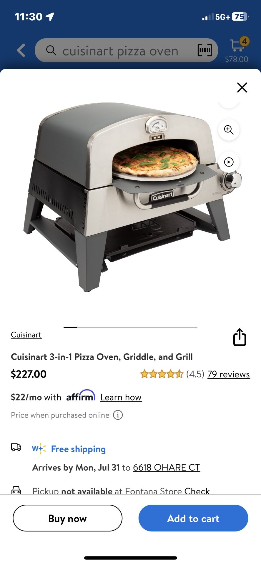 Cuisinart 3in1 Pizza Oven Grill Griddle Portable