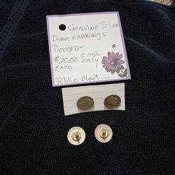 SILVER GENUINE PIERCED EARRINGS DIMES
