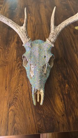 Bedazzled european mount deer head