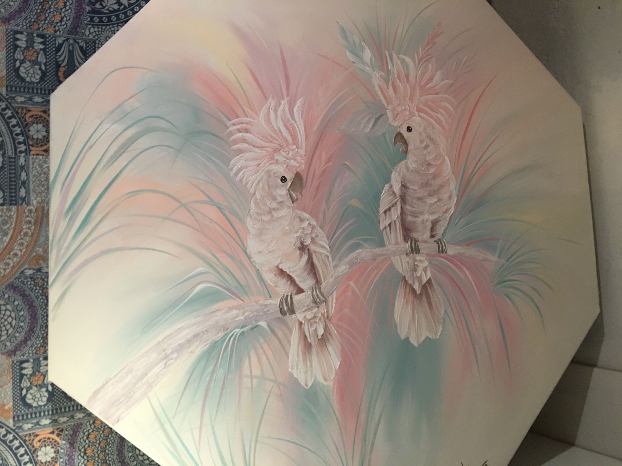 Beautiful Parrot Painting on Canvas - Pastel Colors