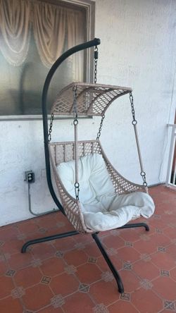 Outdoor Wicker Hanging Swing Chair with Stand