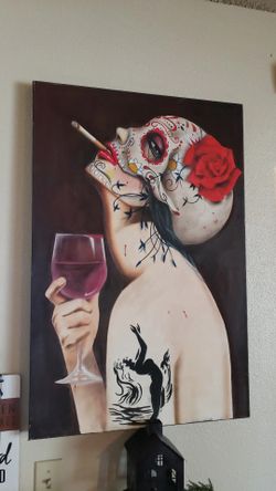 Local artist 🎨 one of a kind painting for man cave or livingroom  get alot of compliments but I'm changing my decor up! 