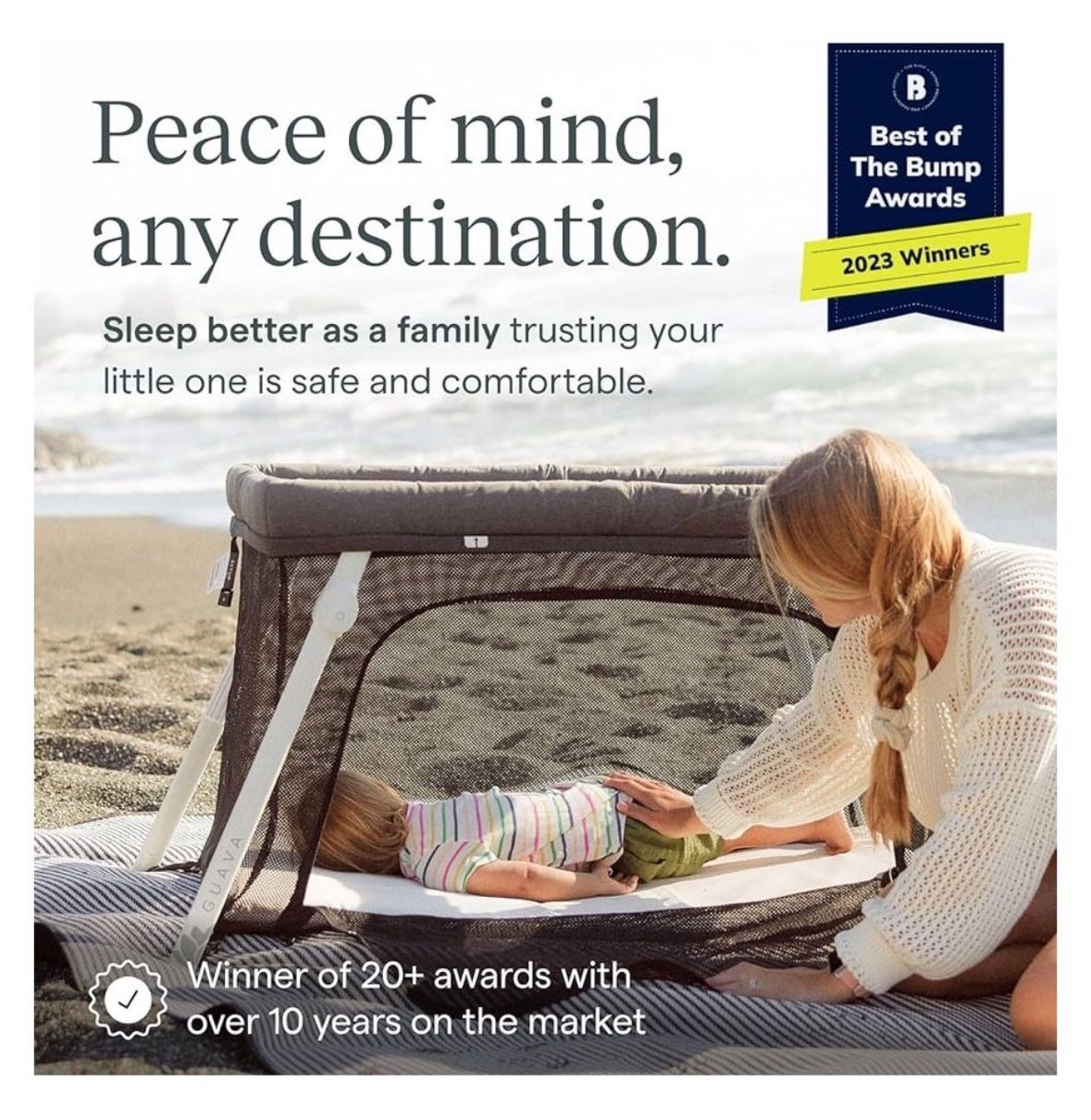 Guava Lotus Travel Crib with Lightweight Backpack Design Certified