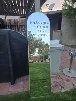 Welcome Standing Mirror , Gold Mirror , Wedding Mirror