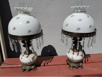 Hand Painted, Antique Bedroom Lamps