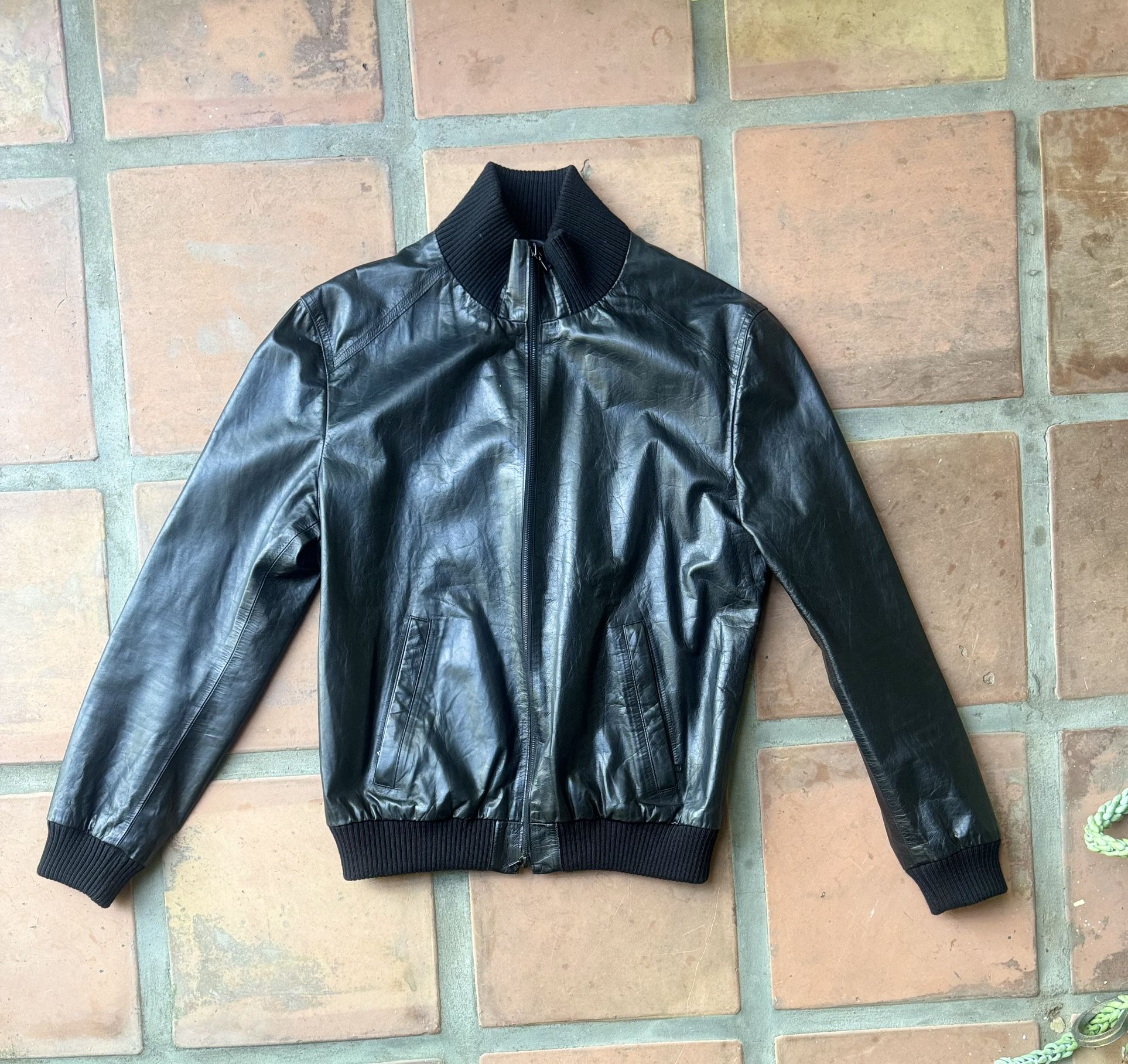 Men's Small M0851 Leather Bomber Jacket 