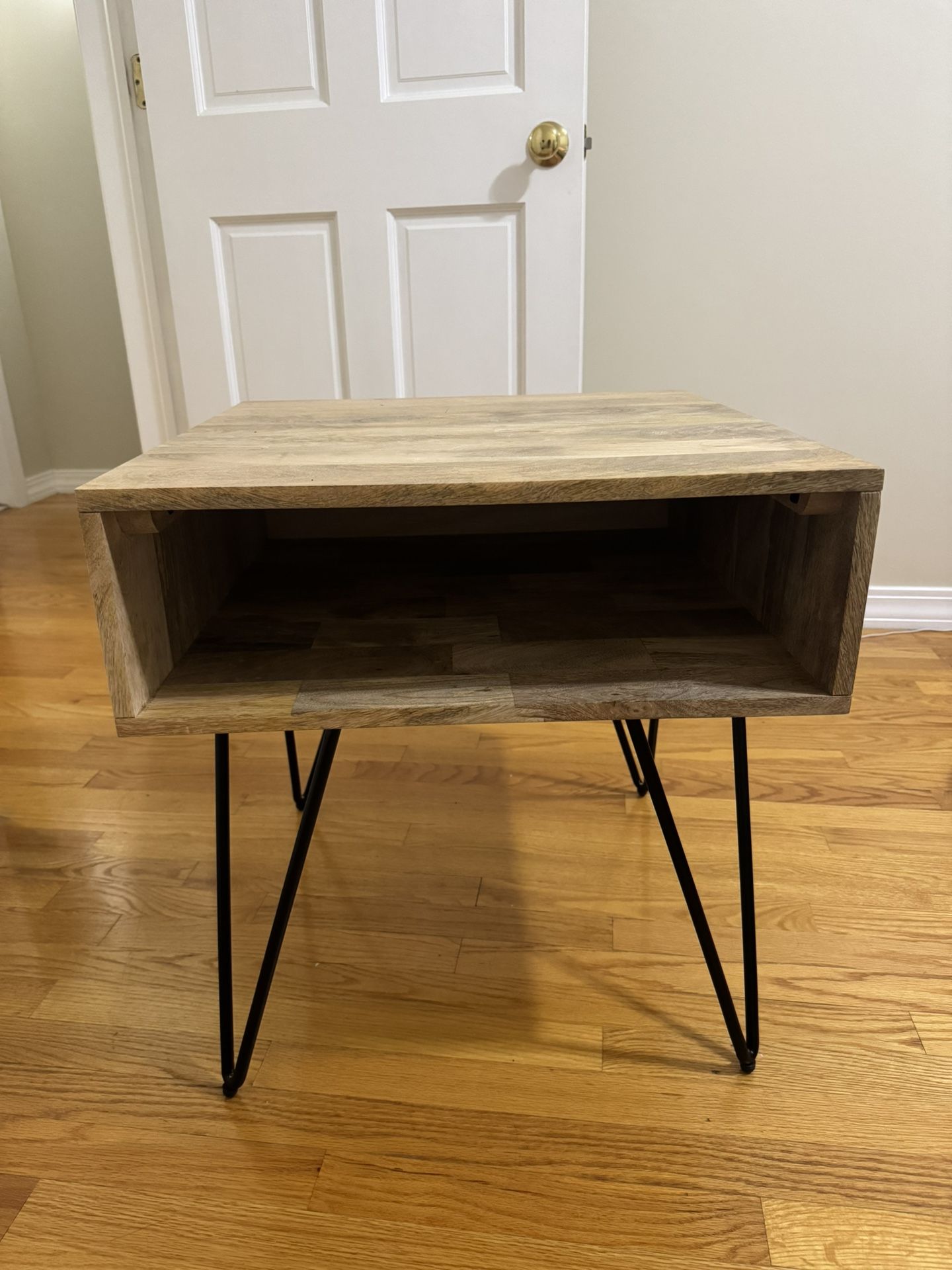 Mid Century Modern Natural Wood End Table