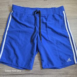 Adidas Swimming Trunks w/Lining Size Small Blue Excellent Condition