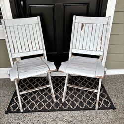 Shabby Chic Vintage Folding Wood Chairs