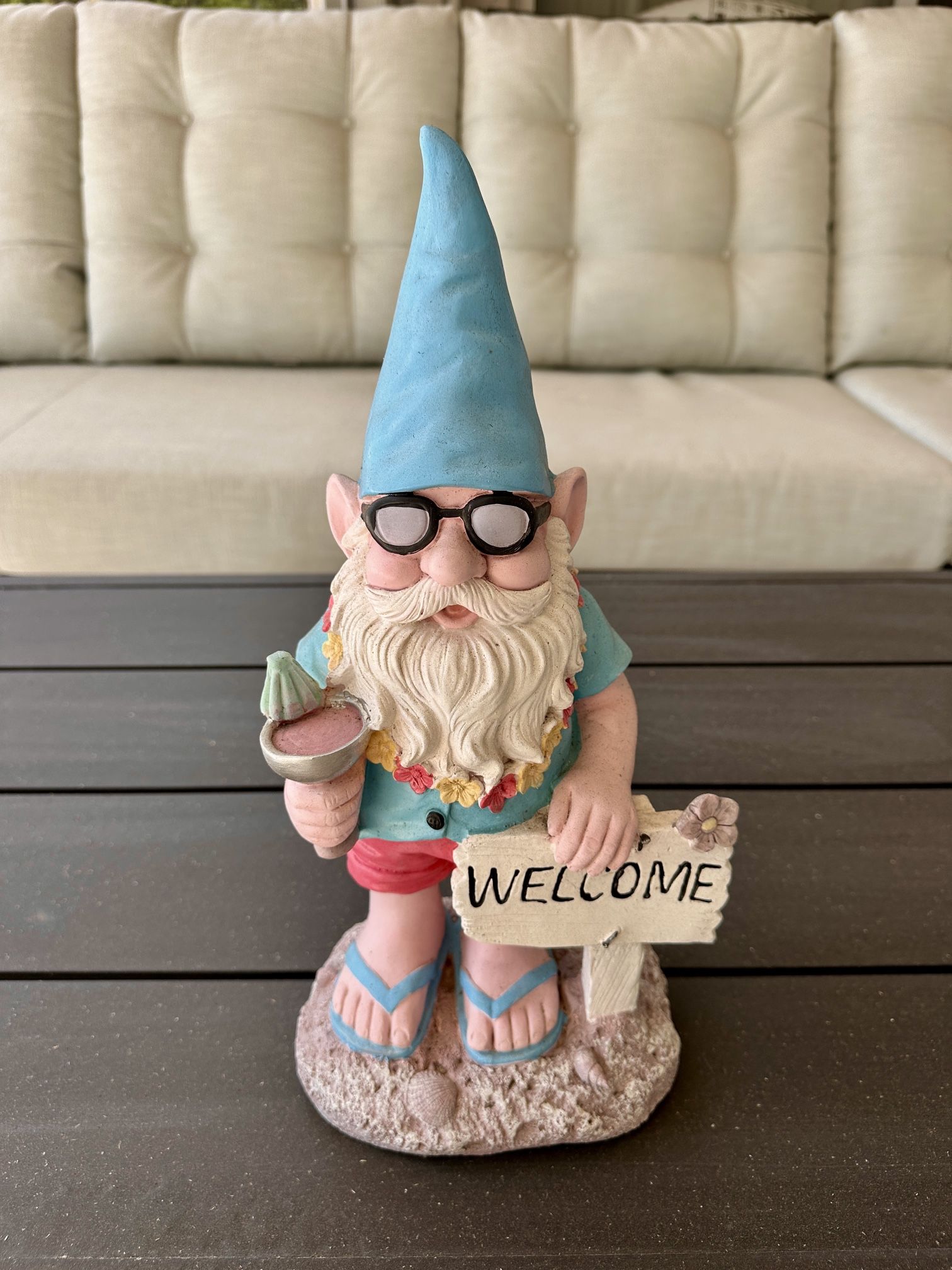 Summer Gnome Welcome Outdoor Decoration, Troll Decor, Size 17 Inches Tall