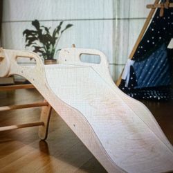 Kids Wooden Indoor Slide, Toddlers Montessori Activity Gym Toy Kids Play Room Play