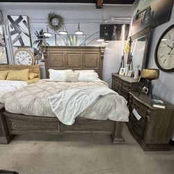 Solid wood king bed set