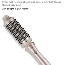 TYMO Thermal Brush Heated Round Brush - STYLUX Blowout Volumizer with Flexi-Fit Tech for Hair Straightening, Curling Styler Tool, Hair Straightener an