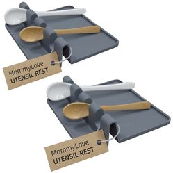 Brand New Spoon Rest Kitchen Utensil Holder, 2Packs Gray Silicone Spoon Rests for Multiple Utensils - Heat Resistant & Dishwasher Safe, Kitchen Utensi