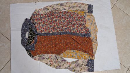 Patchwork Floral Button-Down Shirt