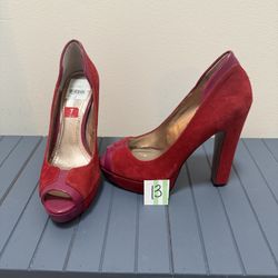 Red Suede Platform Heels Size 7