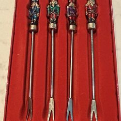 Bombay Company Christine Nutcracker Cocktail Forks Picks Collectors Tate