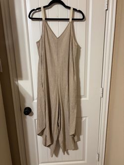 Everlily Stripe Lurex Striped Linen Jumpsuit MEDIUM
