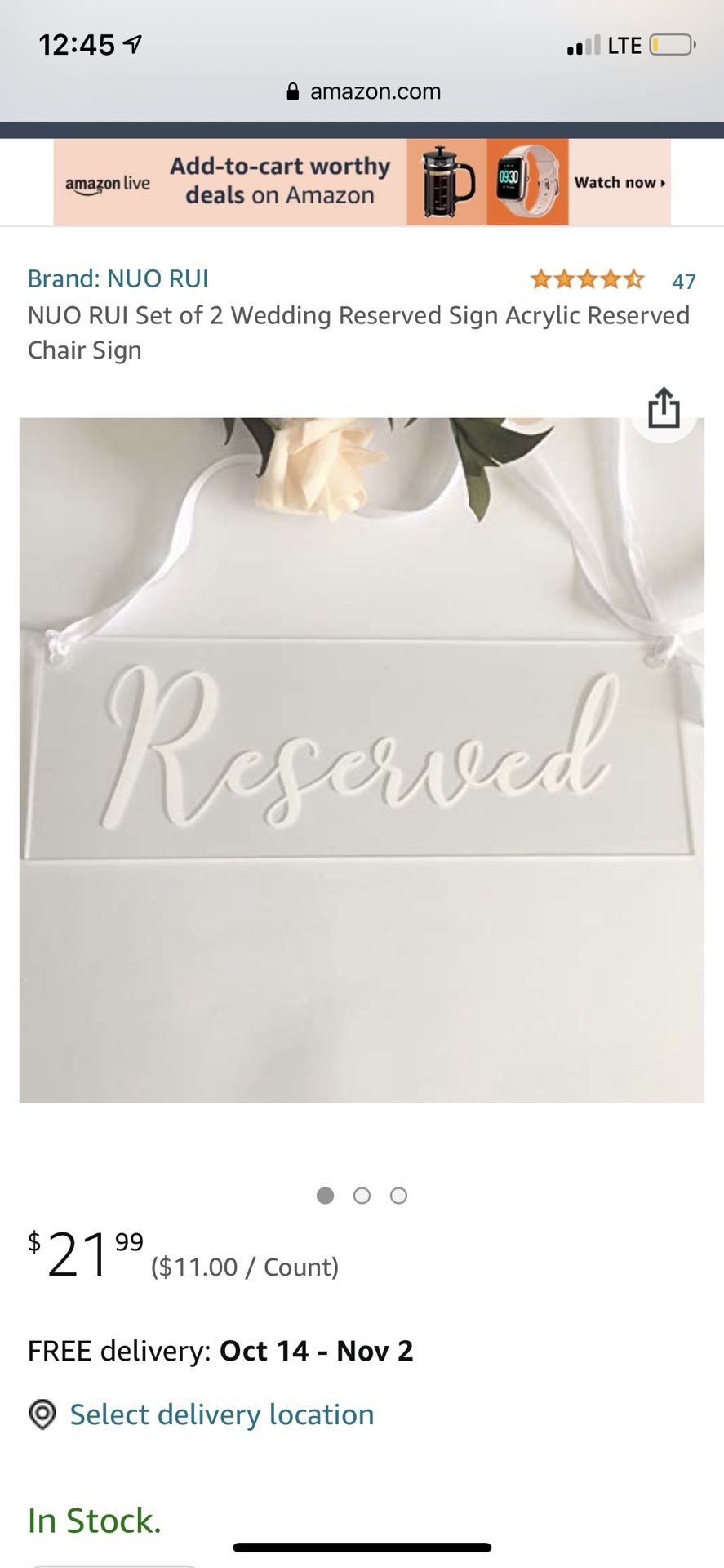 Acrylic Reserved Signs 