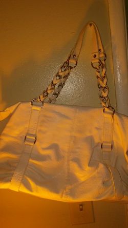 Large white leather purse