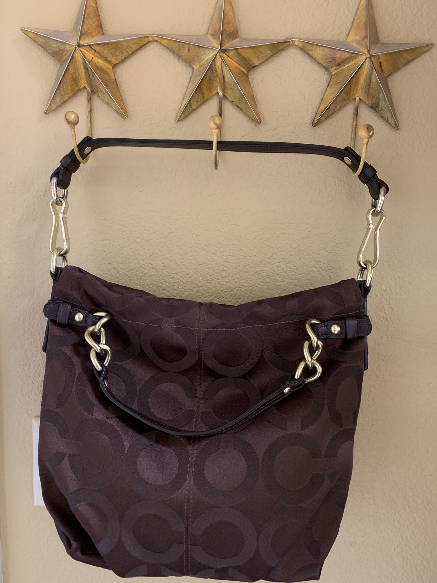 Coach Signature Brooke Hobo Sateen Chocolate Brown Bag