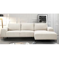 Poly&Bark | Rue Right-Facing Sectional Sofa- Creame White Boucle