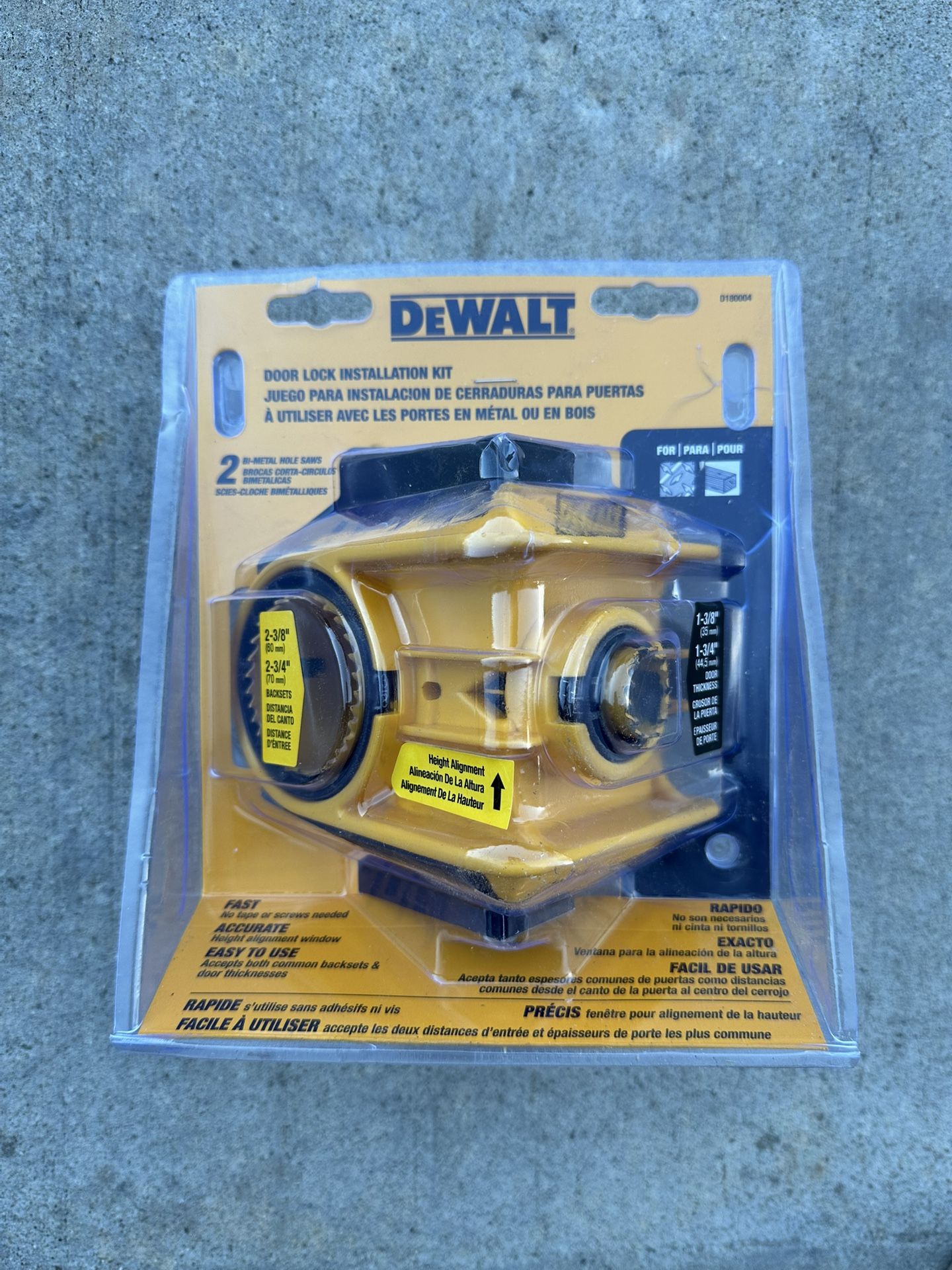 DEWALT Door Lock Installation Kit, C-Clamp Design, For Metal or Wood Doors, 2 Adjustable Bushings, Easy Installation (D180004)
