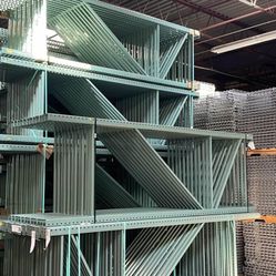 Warehouse Rack, Beams, And Wire Decks
