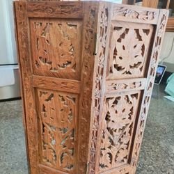 Beautiful Vintage Carved Wood Side Table Base - Foldable
