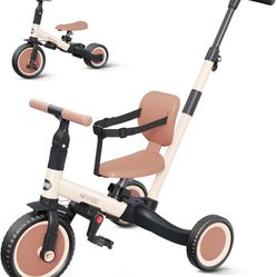 Toddler Tricycle with Push Handle for 1-3 Year Old, Toddler Bike, Birthday Gift and Toy for Boys and Girls, 5 in 1 Kids Trike, Balance Bike with Backr