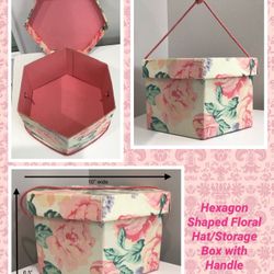 Hexagon Shaped Floral Hat/Storage Box with Handle