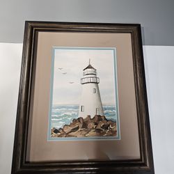 Lighthouse Watercolor Framed