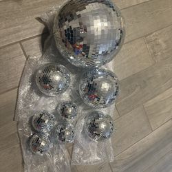 8 Pcs Large Disco Ball Set Silver