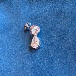 NEW 4 Carat Pear Round Lab Diamond Teardrop Earrings 14k White Gold