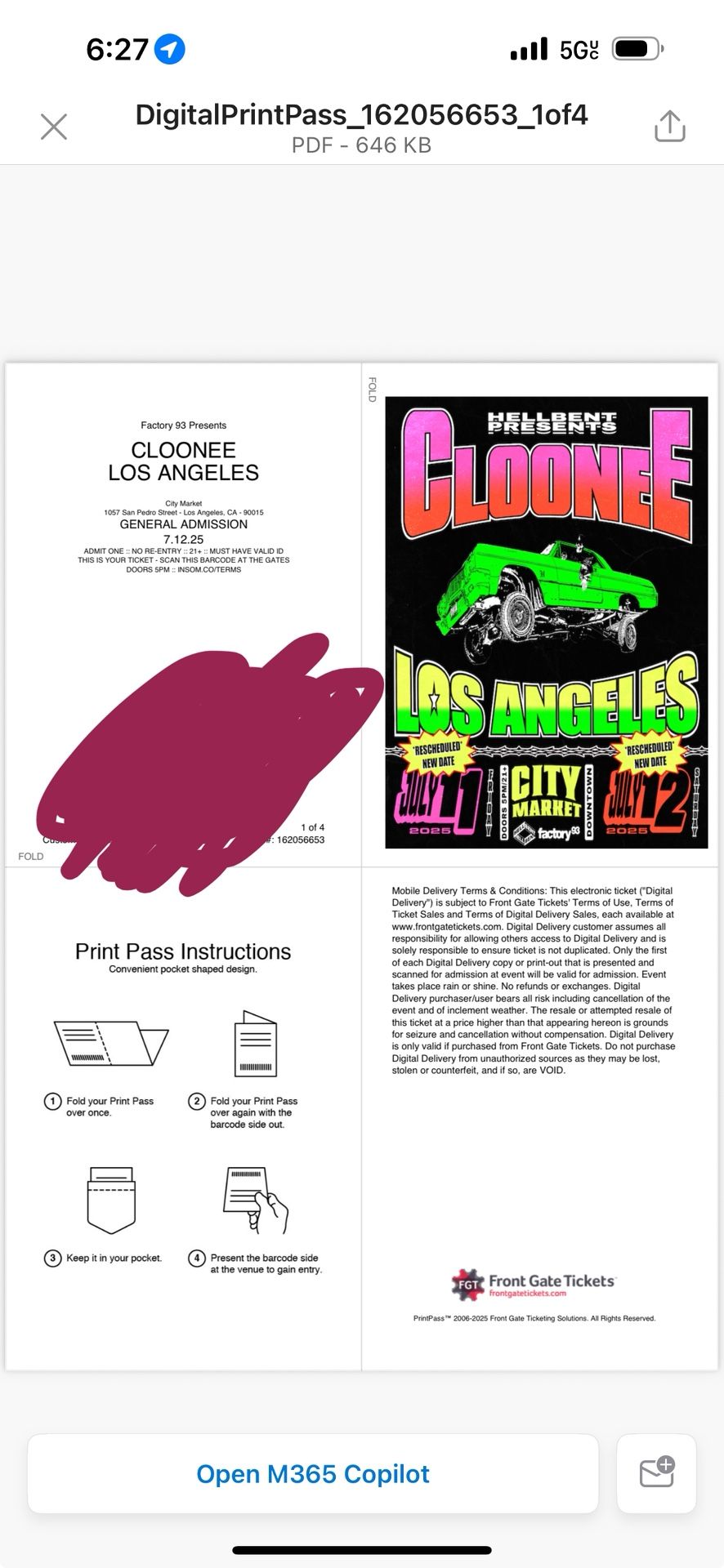 Cloonee Friday Night 7/11/25 (1 Out Of 4 Tickets Available) Negotiable